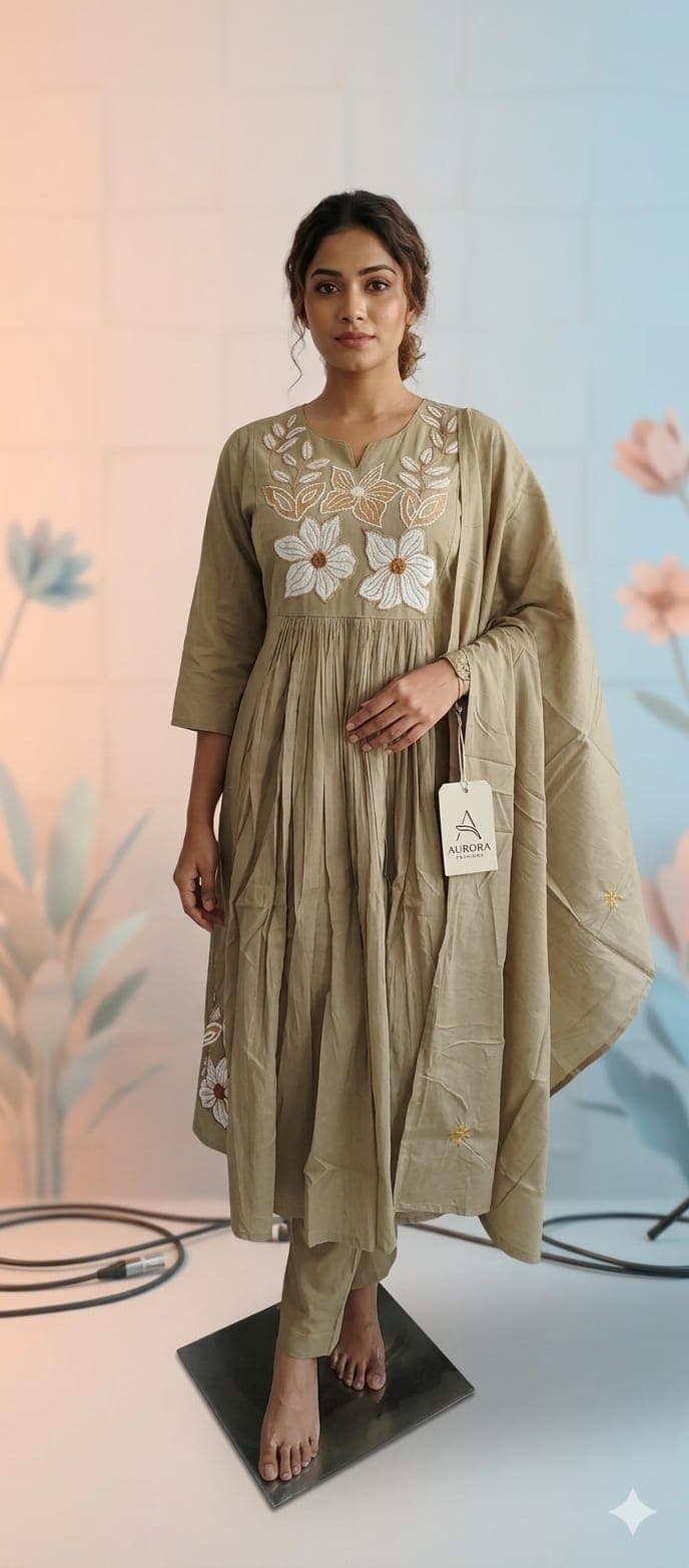 Camel Color Floral Patch Set